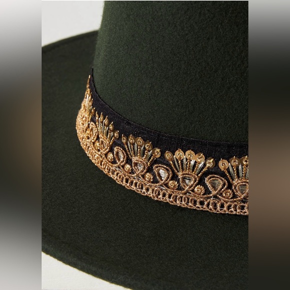 NWT - Anthropologie Maradji Jim Embroidered Ribbon Wool Fendora Rancher Hat - Picture 4 of 4